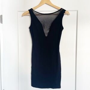 American Apparel Bodycon Little Black Dress with Mesh Cut Out & Open Back / M